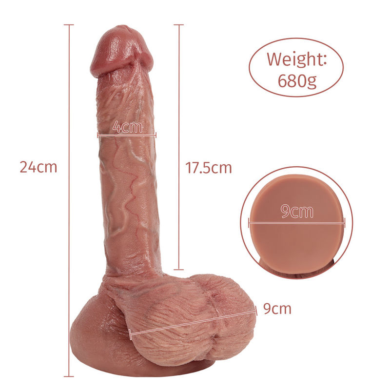 24cm Large Silicone Dildo Tan CE ROHS Certification For Maximum Enjoyment