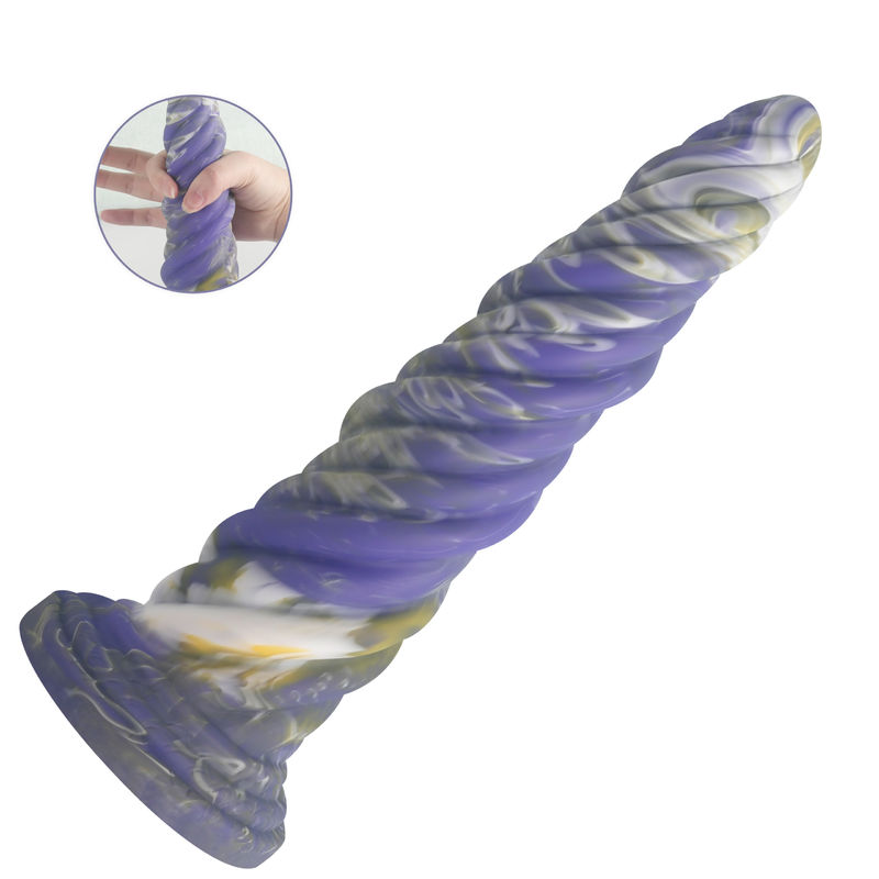 Cloudy Blue Silicone Monster Dildo Waterproof With Ratating Texture