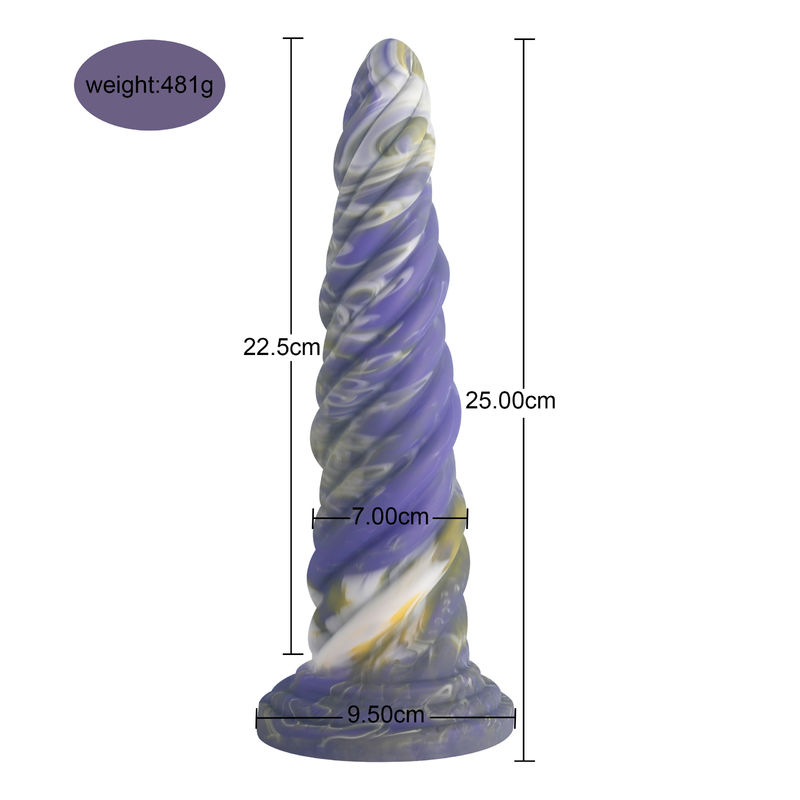 Cloudy Blue Silicone Monster Dildo Waterproof With Ratating Texture