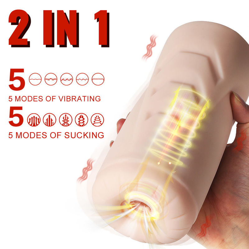 Realistic Sensation Sucking Vibrating Vagina Dual Layers Adult Pussy Stroker Toy