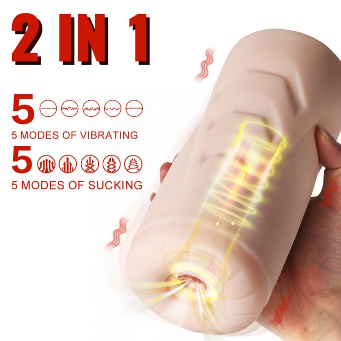 Realistic Sensation Sucking Vibrating Vagina Dual Layers Adult Pussy Stroker Toy 0