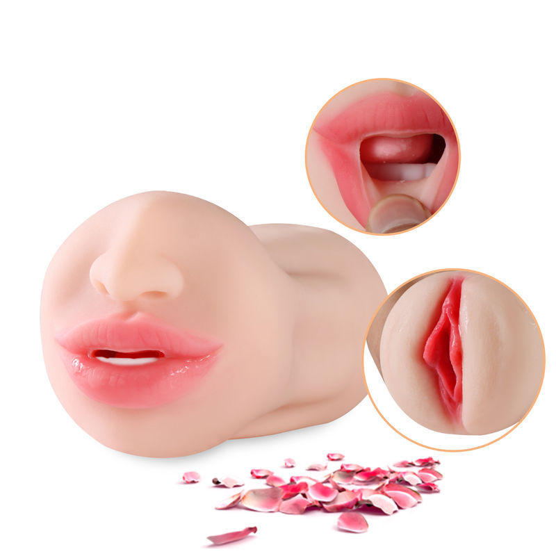 2 In 1 Realistic Vagina 3D Textured With Sexy Mouth Tight Channel Mens Pussy Stroker