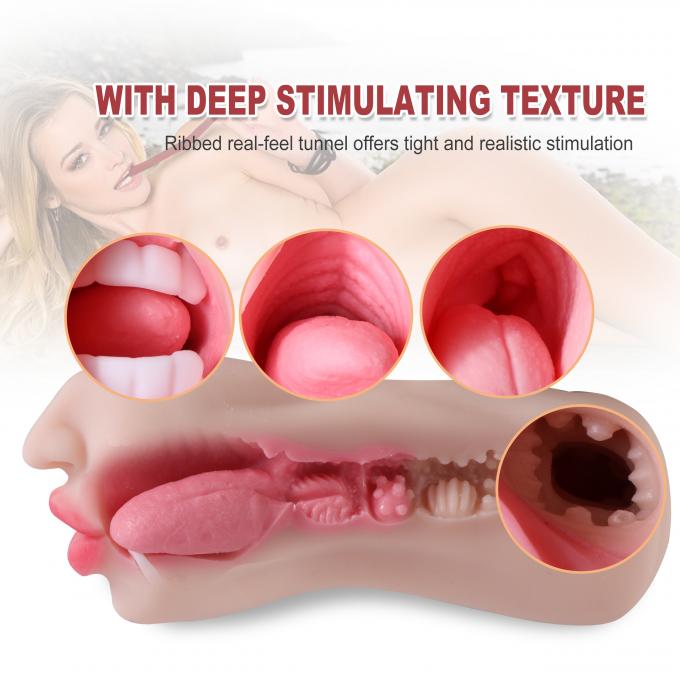 2 In 1 Realistic Vagina 3D Textured With Sexy Mouth Tight Channel Mens Pussy Stroker 2