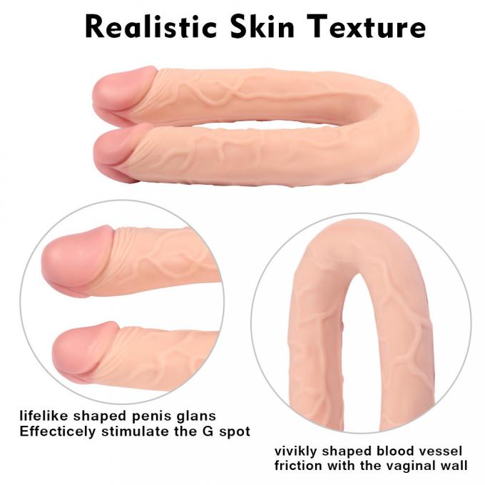 Double Ends PVC Ultra Realistic Dildo Long Cock Texture Skin Cock For Lesbian 0