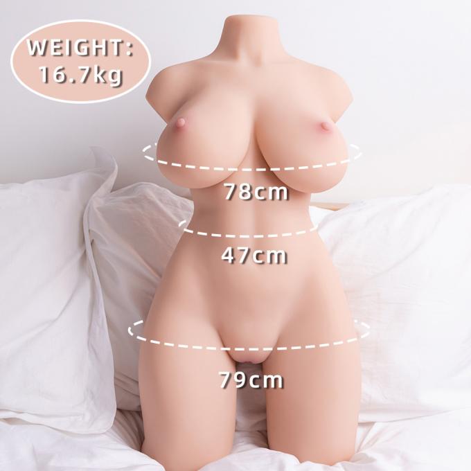 Lifelike female torso sex doll in use