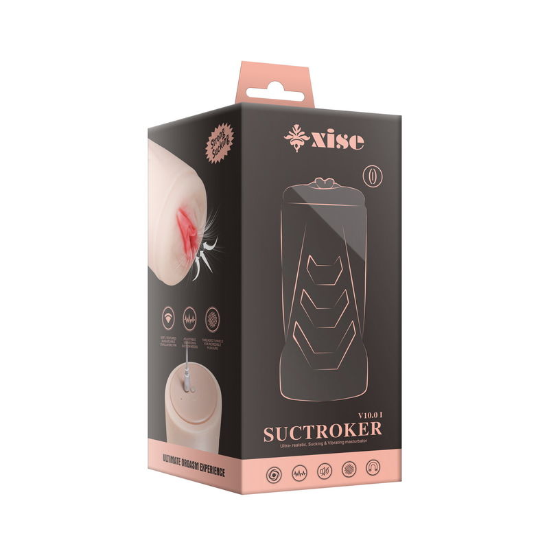 Realistic Sucking Vibrating Pussy Stroker​​ with Dual Layers Adult Male Masturbator Toy