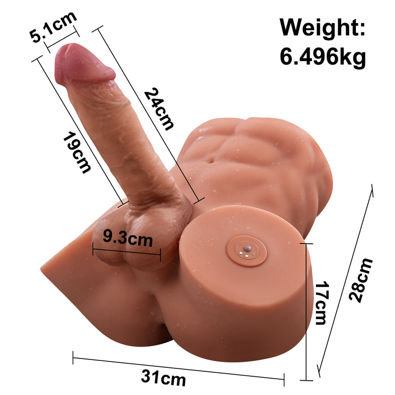 APP Bluetooth Linked Male Torso Masturbator with 6kg Realistic Design and Large 24cm Detachable Dildo