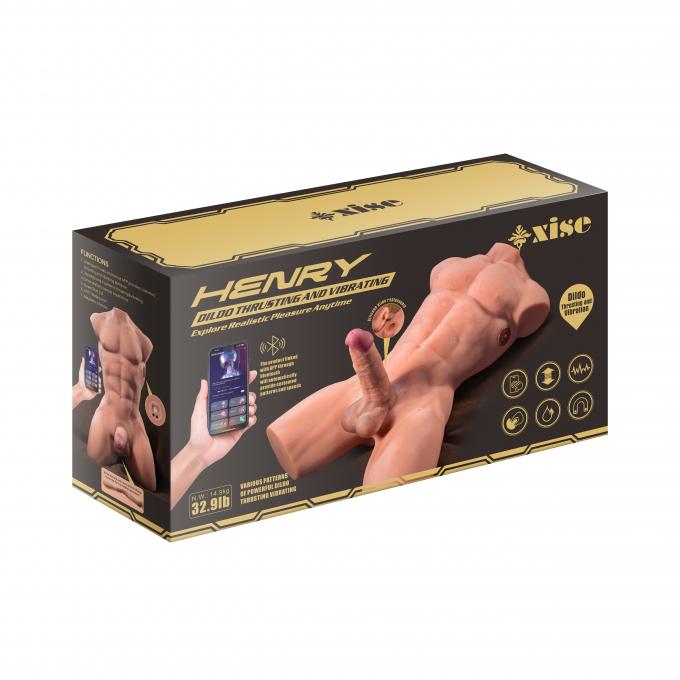 Henry male torso sex toy app control demonstration